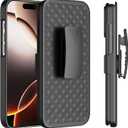2 x for iPhone 17 Pro Holster Case with Belt Clip & Kickstand, 2-in-1Rugged Bumper Cover Full-Body Military Grade Protection (Black)