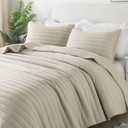 ROARINGWILD Neutral Beige Queen Size Quilt Bedding Sets with 2 Pillow Shams, Full Lightweight Soft Bedspread Coverlet, Quilted Blanket Thin Comforter Bed Cover for All Season, 3 Pieces, 90x90 inches (Wheat)
