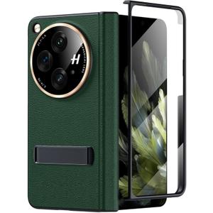 Case for OnePlus Open, Luxury Leather Case - Shockproof, Screen Protection, Stand Function, Durable, Stylish (Green, for OnePlus Open)