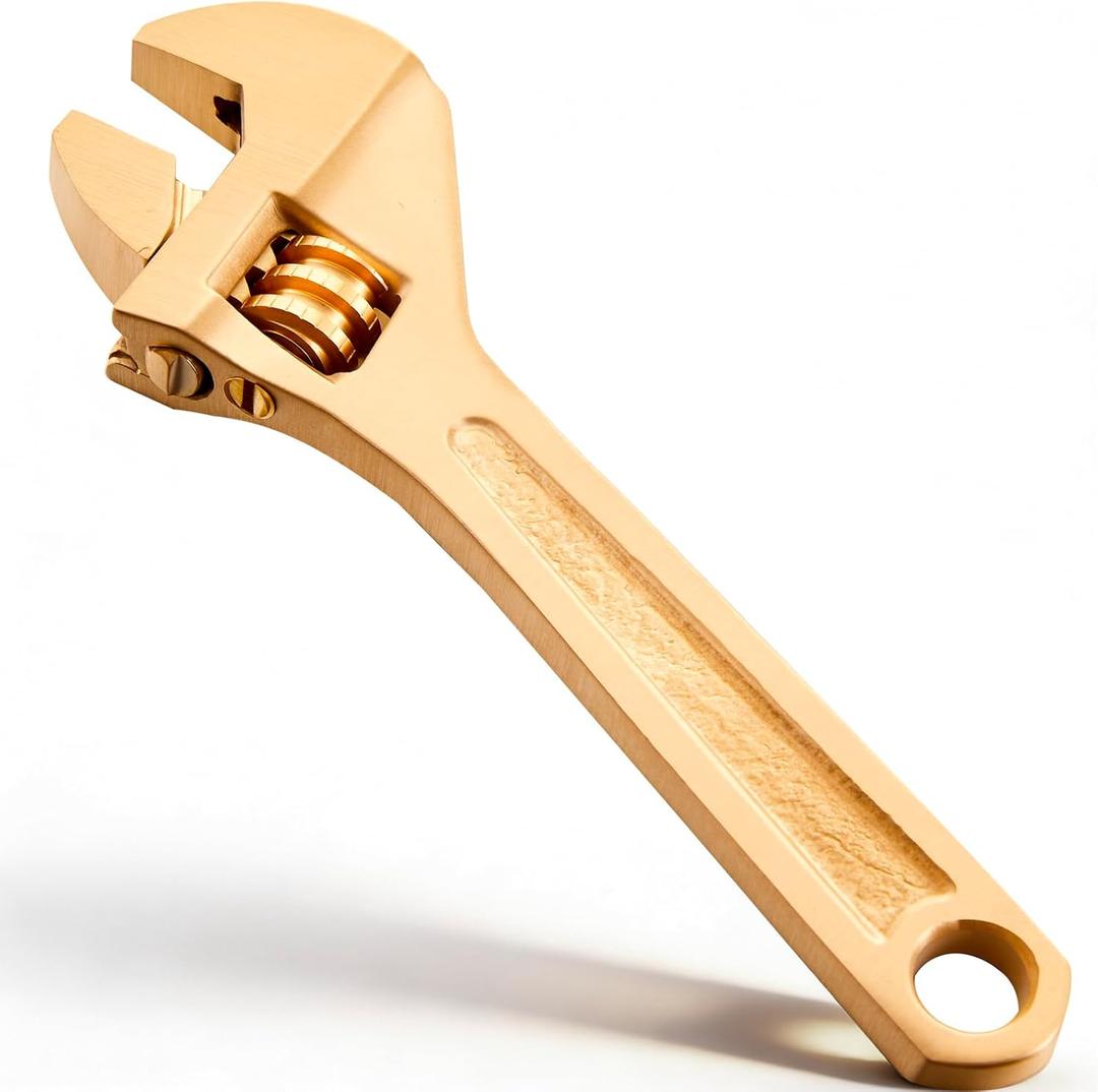 Hicarer Non Sparking Tools Adjustable Wrench, 4 Inch Spark-Free Spanner, Aluminum Bronze Anti-Magnetic Adjustable Wrench for Oil Gas Chemical Plant