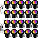 RGB Low Voltage Landscape Lights LED Color Changing Well Lights, Outdoor In Ground Light Waterproof Spotlights 12-24V Landscape Lighting for Yard Garden Pathway(20 Pack with Connectors)