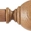 Wood Curtain Rods for Windows 66-120 inch, 1" Adjustable Heavy Duty Rustic Drapery Rod with Imitation Wood Grain Finials, Oak Brown Boho Farmhouse Curtain Pole for Living Room & Bedroom