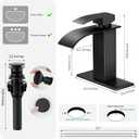 Matte Black Bathroom Faucets, Waterfall Bathroom Sink Faucet Modern Single Handle Bathroom Faucte 1 or 3 Hole, RV Mixer Tap Vanity Faucet - Includes Pop-up Drain Supply Hoses Deck Plate