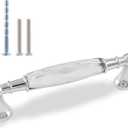 Uenhoy 4 Pcs Crystal Cabinet Pulls Handles 5 Inch Hole Spacing Chrome Silver Glass Handle Pulls Modern Crystal Drawer Pulls Bar Cabinet Pulls