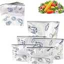 30 Pcs Reusable Aluminum Foil Sealable Storage Bags, Seafood Meat Self-sealing Freezer Bags with a stand-up bottom design Freezer Safe & Leak Proof Sandwich Snack Bags for Lunch Travel