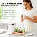 Fish Tank Betta 2.5 Gallon Desktop Small Beta Fish Aquarium Starter Kit with 25W Heater LED Light and Mini Water Pump & Filter Media Compact Aquarium for Betta Fish, Shrimp(White)
