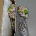 2 Panels White Tulle Backdrop Curtain with Lights String & 5 Pcs Artificial Hanging Flowers Garland 108ft Sheer Backdrop Curtains for Wedding Baby Shower Valentines Birthday Home Decor