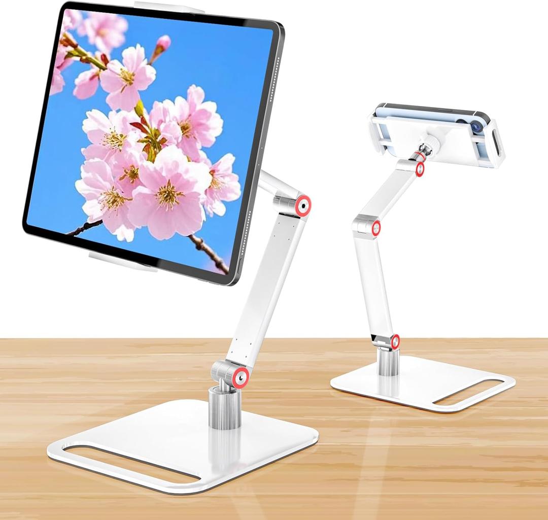 Adjustable Tablet Stand for Desk - Portable Monitor Stand 360 Rotating and Foldable Tablet Holder, Mount for iPad, Samsung Galaxy Tab, Stable and Anti-Slip Design for Office, Home, and Kitchen
