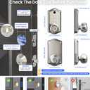 Veise VE018 Smart Knob Handle Lock - Fingerprint, App Control, Keyless Entry for Front Door and Bedroom, Electronic Digital Keypad, Auto Lock, Remote Access Sharing, IP55 Weatherproof, Satin Nickel