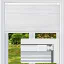 Cordless Cellular Shades, No Drill No Tools Honeycomb Window Blinds, Blackout Light Blocking Cellular Shades for Window, Thermal Insulation Blinds, Easy to Install, White 42" W x 64" H