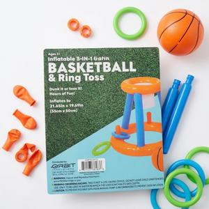 2 x 2-in-1 Inflatable Basketball Hoop & Ring Toss Game Set for Pool & Lawn – Floating Water Toy for Kids & Adults (Ages 3+)