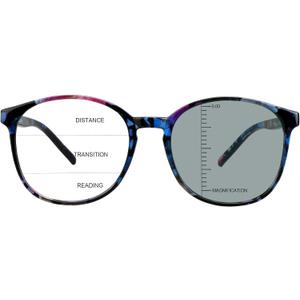 Vintage Round Progressive Multifocal Presbyopic Glasses, Photochromic Gray Sunglasses for Men Women Readers (Floral,+0.00/+2.50 Magnification)
