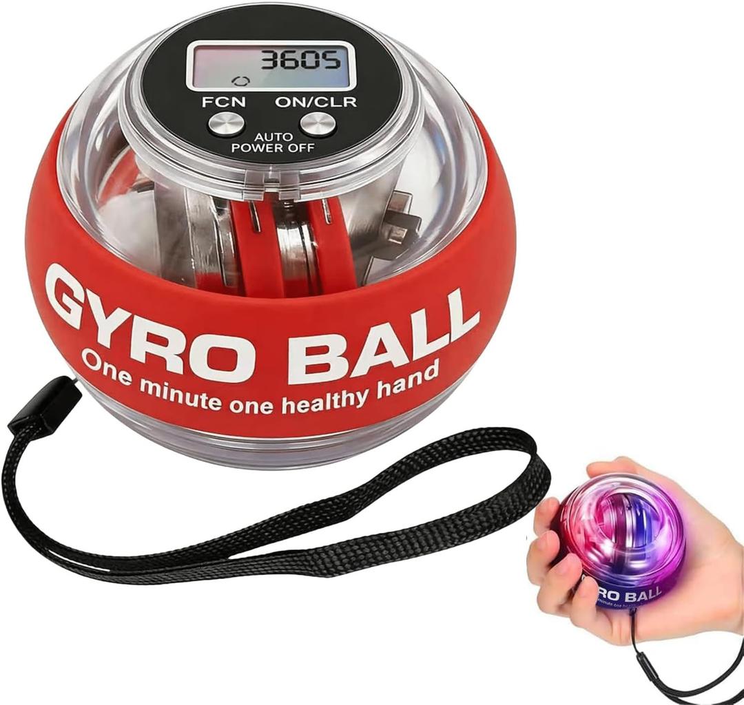 Torque Ball Hand Exerciser,Gyro Ball Hand Wrist Exerciser with Counter,Compact and Portable, Auto-Start Colorful Lighting,Designed for Fitness Enthusiasts and Office Workers(Red)