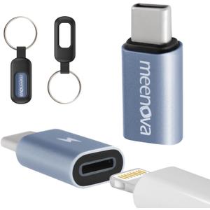 Meenova 60W Lightning to USB-C Adapter with Keychain for iPhone 15 16, Type-C Charging Converter for Travel, Office, Home