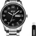BOSCK Men's Watch, 40 mm Analogue Waterproof Business Stainless Steel Wrist Watches with Date and Day Easy to Read Anti-Scratch Fashion Watch for Men