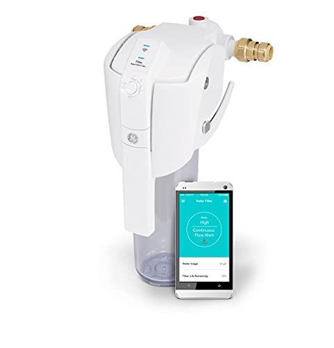 GE Whole House Water Filtration System (GXWH70M), Smart Connected with Leak Detection & Remote Water Shutoff, Reduces Sediment, Rust & More, Install Kit Included, Filter Not Included