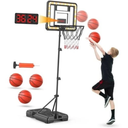Kids Indoor Basketball Hoop with Scoreboard & Timer,Toddler Adjustable Height 3ft5.8ft Basketball Hoop with Stand Goal Toy for Outdoor Backyard,Sports Game Play for Boys Age 3 4 5 6 7 8