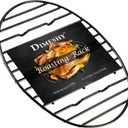 Roasting Rack, Black with Integrated Feet, Enamel Finished, Nonstick, fit for 15 inches oval roasting pan, safety, dishwasher, Great for Basting, Cooking, Drying, Cooling rack. (12.5x 8.5)