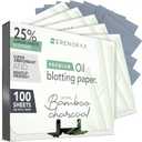Premium Natural Bamboo Charcoal Oil Blotting Sheets for Face - 6x100 Sheets with Extra Large 5x3" Thick Blotting Paper for Oily Skin - Dispensable Portable Pack - Reduce Skin Acne - Makeup Friendly (100 Count (Pack of 6))