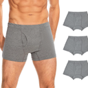ShieldEase  Washable Incontinence Boxer Briefs for Men - Cotton Leakproof Underwear with Fly, Enhanced Front & Rear Protection 120ml Absorbency (3 Pack, Gray, XL)