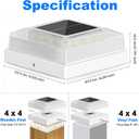 Brightever 4x4 Solar Post Cap Light 12-Pack, Fence Post Solar Lights with 3 Lighting Modes, Fits 4x4 3.5x3.5 Vinyl/Wood Posts, White Solar Powered Waterproof Deck Post Lights for Garden Patio Porch