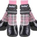 BINGPET Anti-Slip Dog Socks for Hardwood Floors,Injury Prevent Licking Dog Booties,Traction Control Paw Protector Dog Shoes for Hot Pavement with Reflective Straps for Small Medium Large Dogs