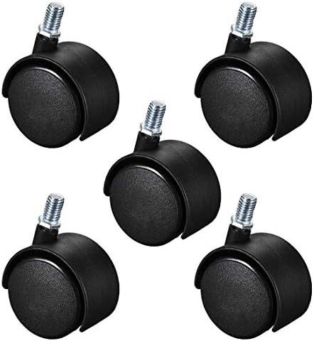 uxcell Furniture Casters 2 Inch Nylon M10 x 15mm Threaded Stem Swivel Caster Wheels, 38lb Capacity Each Wheel, 5 Pcs