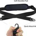 SUP Carrier Shoulder Strap Adjustable Carrying Sling Paded Bag Belt for Surfing and Paddle Board with Metal Hooks Accessories - Black (1)