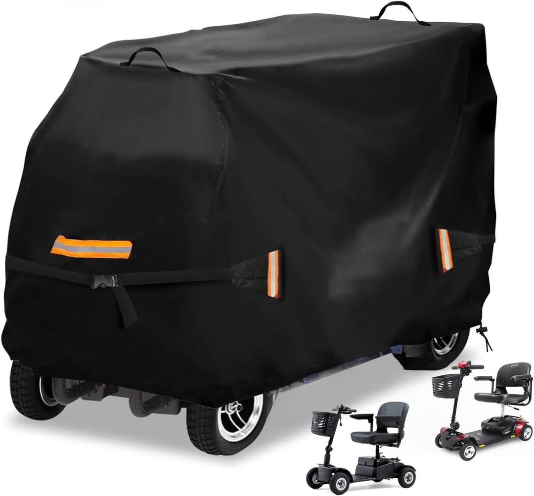 Mobility Scooter Storage Cover, 600D Heavy Duty Scooter Weather Cover, Mobility Scooter Cover with Waterproof Strip, Anti-UV, Water Resistant - 49"x 23"x 39" (Black)