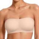 Avidlove Strapless Bras for Women Non Slip Wireless Comfy Bandeau Seamless No Underwire Padded Bralette Tube Bra Daily Nude Large