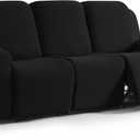TAOCOCO Recliner Sofa Covers 8-Pieces Stretch Large Couch Covers for 3 Seats Reclining Slipcovers Soft Jacquard Pattern Furniture Protector (Black)