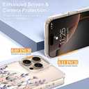 Magnetic for iPhone 16 Pro Case [Compatible with MagSafe][with Screen + Camera Protector] Clear Floral Flower Pattern Design, Slim Shockproof Phone Cover for Women Girls