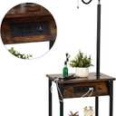 FIMEI Floor Lamp with Table, End Table with Charging Station USB Ports & Outlets, Bedside Table 3 Color Temperature Reading Light, Nightstand with Shelves for Living Room, Bedroom, Apartment