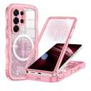 Hekodonk for Galaxy S26 Ultra Case Magnetic,[Cute Wave][Compatible with Magsafe][Built-in Tempered Glass Screen Protector] [Glitter Card] Full Body Bling Case for Samsung Galaxy S26 Ultra,All Pink
