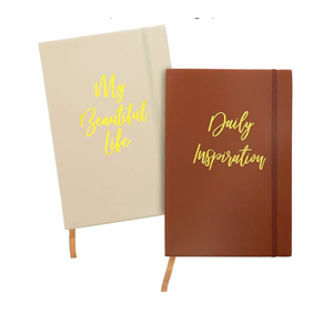 Paper Junkie 2 Pack Inspirational Faux Leather Notebook Journal, Kraft Lined Pages, 5.4x8.3