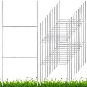 Therwen 12 Pcs H Stake for Yard Sign 24'' x 10'' Metal Heavy Duty H Frame Lawn Wire Stake Metal Sign Holder Bulk for 250 Anniversary USA 4mm 5mm Corrugated Signs Board Guidepost Yard Garden Decor