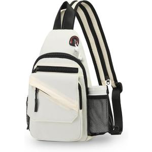 Small Crossbody Bag Casual Sling Bag for Men, Convertible Backpack, 3-in-1 Anti-Theft Shoulder Bag Trendy Daypack for Travel, Beige