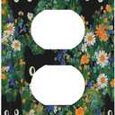 Boho Funny Black Cute Cats Daisy Wildflower Outlet Covers 1 Gang Duplex Light Switch Cover Decorative Switch Plates Electrical Receptacle Faceplate Wall Plate For Kids Room Bed Room Decor