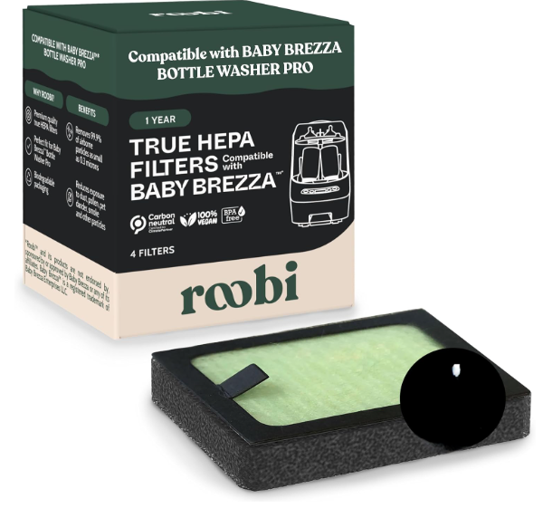 Roobi Hepa Filters Compatible with Baby Brezza. Specially Formulated for Washer Pro. 3 Carbon Neutral Replacement Pack.