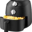 COMFEE' Compact 2.1 Quart Air Fryer with 12 Menu Options, Adjustable Timer & Temperature Control 180-400 degrees F, Dishwasher-Safe Nonstick Fry Basket with Stainless Steel Finish (Metal Black)