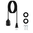 10 Feet Waterproof Wire Electric Light Socket, 1 Pack Outdoor Black Plug in Pendant Light, E26 E27 Socket for Vintage DIY Extension Cable Hanging Lamp