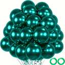 50pcs Chrome Emerald Green Balloons  12 Double Stuffed Metallic Dark Green Balloons for Weddings, Class of 2025 Graduations, Baby Shower Luxury Event Decor Includes 66ft Ribbons