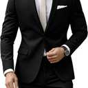 Mens Suits Classic fit 2 Piece 2 Button Formal Tuxedo Jacket Suits Pants Set for Wedding Business Prom Large, Black