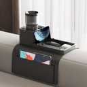 Silicone Couch Cup Holder, VIENFUT Anti-Spill Anti-Slip Sofa Armrest Tray BPA-Free, Dirt-Resistant Silicone Couch Arm Tray for Remote, Snacks, Cellphone and iPad, Gift for Family, Friend (Black)