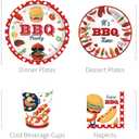 Adirasenotek BBQ Party Decorations BBQ Plates Napkins Cups,Disposable Paper Picnic supplies for Birthday, Baby Shower, Wedding, Barbecue Burgers and Grilled Meat Pattern, All Seasons