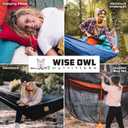 Wise Owl Outfitters Camping Hammock  500lbs Portable Hammock with Tree Straps - Travel, Backpacking, Hiking, Outdoors Camping Gear - Single or Double (Black & Grey)