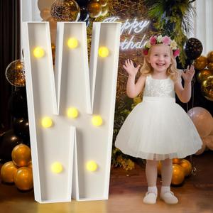 Mixifox 3FT Marquee Letters W, Large Light Up Letters 3 Feet Tall with Lights, Big Letter for Wedding, Engagement, Graduation, Birthday Party Decorations, Pre-Cut Foam Board Kit