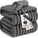 Bedsure GentleSoft Frost Gray Fleece Blanket for Couch - Cozy Soft Blankets for Women, Cute Small Throws for Girls, 90x90 Inches