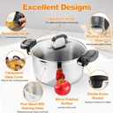 P&P CHEF Pasta Pot with Strainer Lid, 6 Quart Stainless Steel Stock Pot For Kitchen Cooking Boiling, Visible Glass lid & Heat-Proof Lockable Handles, Dishwasher Safe