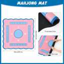 Soulchen Mahjong Mat 33'' x 33'' with Black Carrying Bag Anti Slip Noise Reducing Table Mat for Mahjong, Gaming Table Cover for Poker Board Tile Games Dominoes Mah Jong Accessories(Blue Edges)